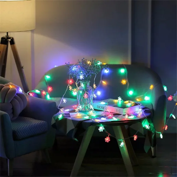 Snowflakes Garland String Fairy LED Lights Merry Christmas New Year Home Decor - Image 5