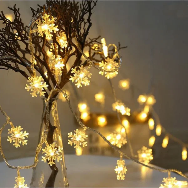 Snowflakes Garland String Fairy LED Lights Merry Christmas New Year Home Decor