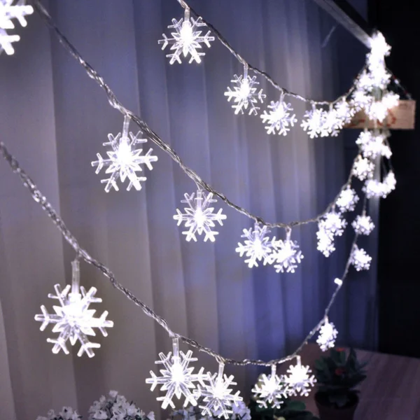 Snowflakes Garland String Fairy LED Lights Merry Christmas New Year Home Decor - Image 2