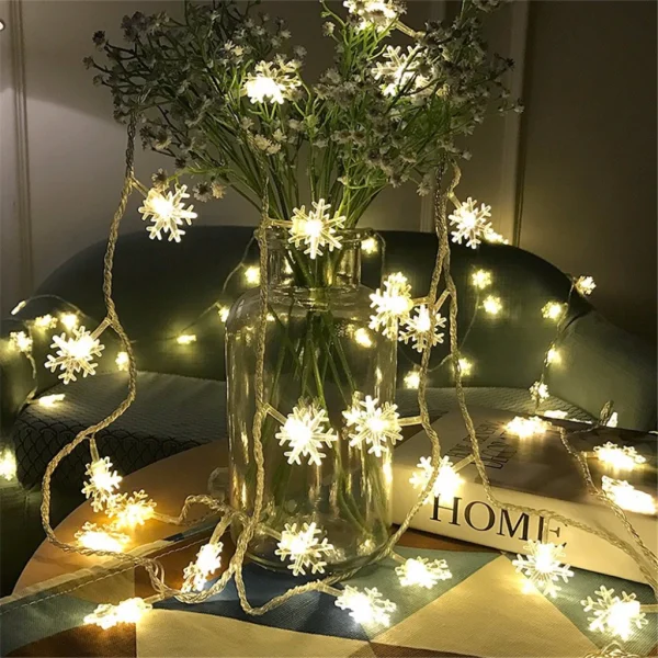 Snowflakes Garland String Fairy LED Lights Merry Christmas New Year Home Decor - Image 3
