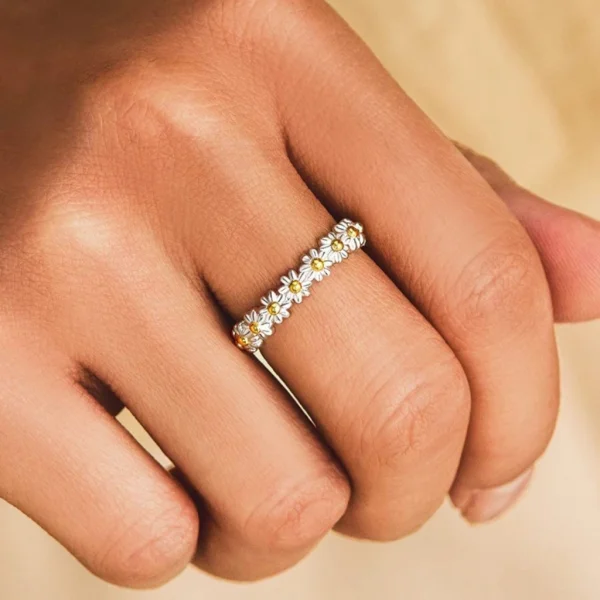 Vintage Daisy Rings For Women Cute Flower Adjustable Ring