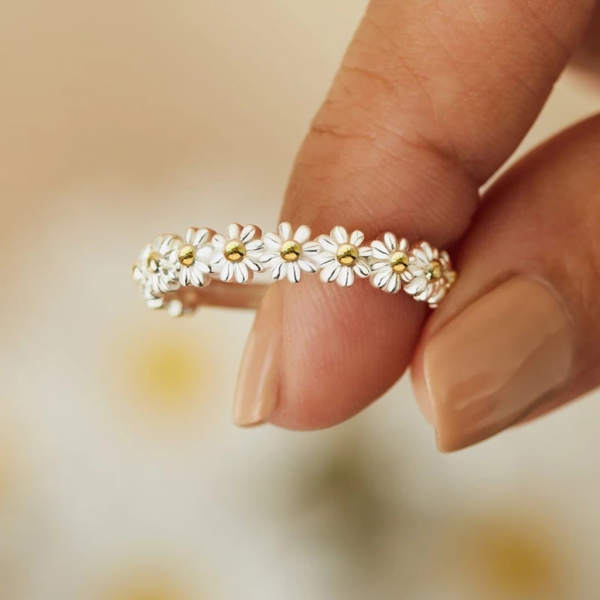 Vintage Daisy Rings For Women Cute Flower Adjustable Ring - Image 2