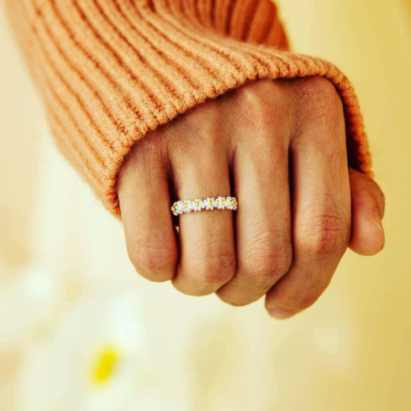 Vintage Daisy Rings For Women Cute Flower Adjustable Ring - Image 5