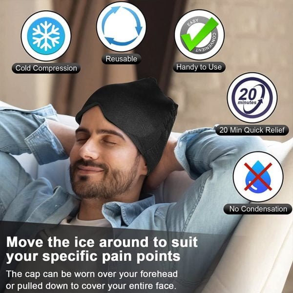 Hot & Cold Gel Therapy Headache Migraine Relief Cap - Image 9