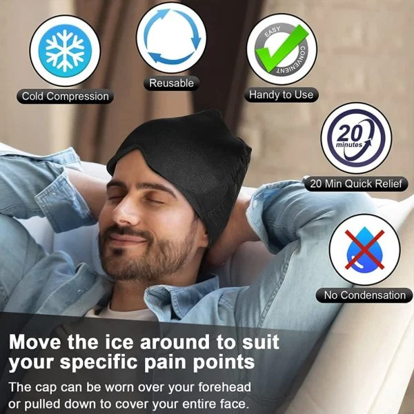 Hot & Cold Gel Therapy Headache Migraine Relief Cap - Image 9