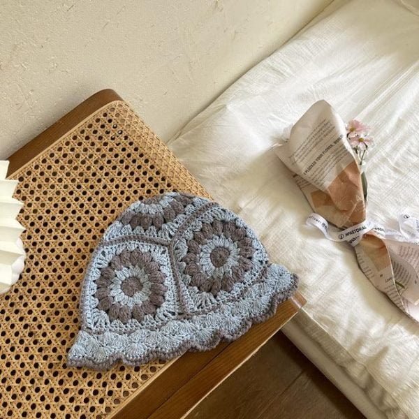 Handmade Flower Crochet Bucket Hat - Image 2
